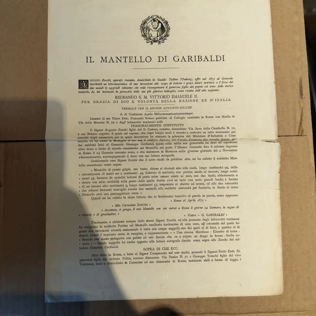 Foglio Raccolta Offerte Oblazione Per Il Recupero Del Mantello Di Garibaldi Foglio Raccolta Offerte Oblazione Per Il Recupero Del Mantello Di Garibaldi