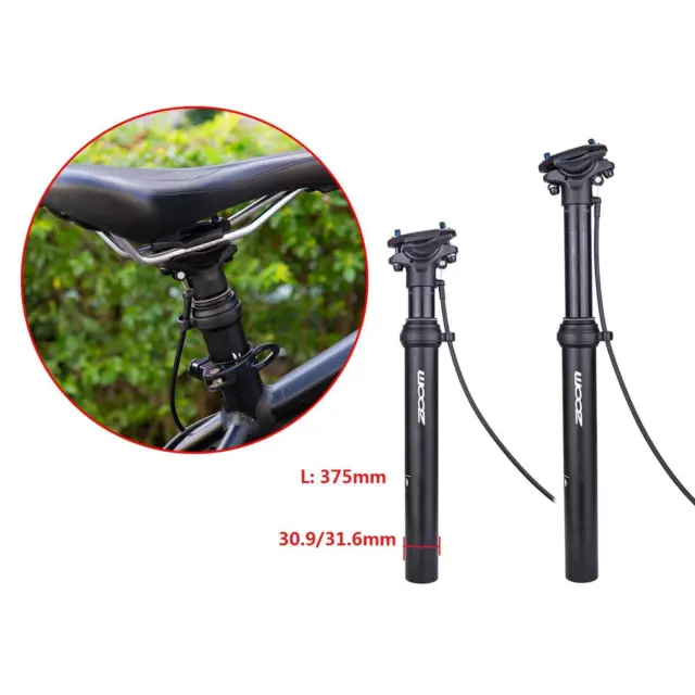 30.9mm/31.6mm Bike Dropper Seatpost 375mm Long Remote Control External Cable