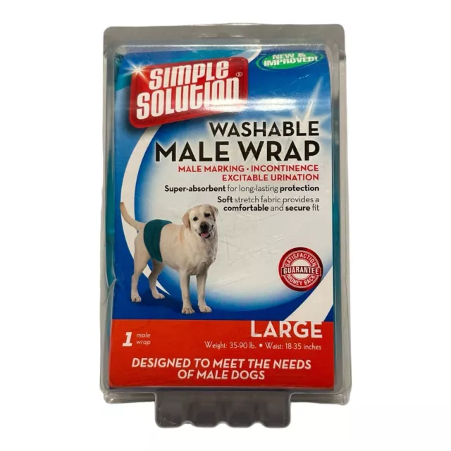 Simple Solution Washable Male Wrap Dog Diaper Large Teal Adjustable 35-90 lbs