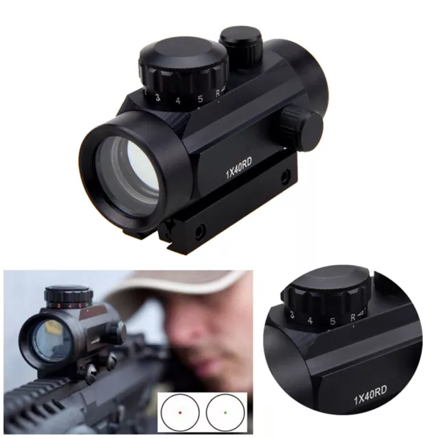 1x40   Optic Red Green Dot Sight Scope Airsoft 11mm 20mm Rail Mount Aifle