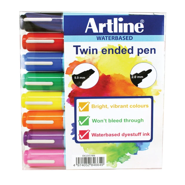Paquete surtido de 8 marcadores flipchart 2 en 1 Artline EK-325T-W8