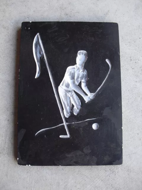 Vintage 1961 Richter Ceramic Wall Hanging Man Golfing LOOK