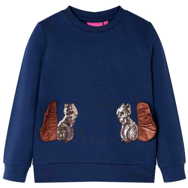Felpa per Bambini Scoiattoli con Paillettes Blu Marino 128 vidaXL