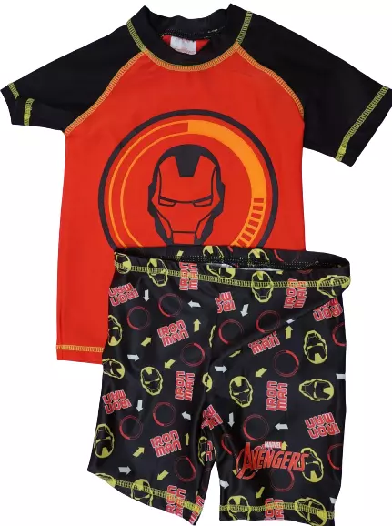 BOYS KIDS MARVEL IRON MAN SURF SUIT SWIM SHORTS TOP SWIMMING 18 Months - Age 7