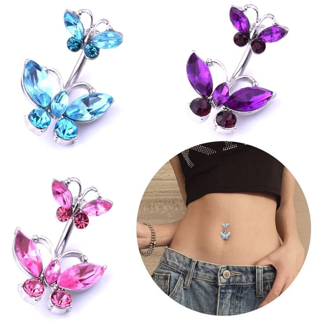 Shiny Butterfly Body Piercing Jewellery Belly Bars Belly Ring Navel Bar