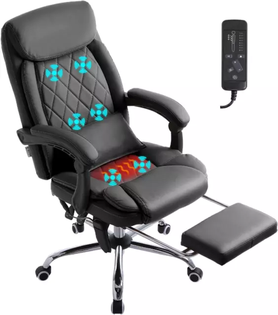 Executive Massage Office Chair with Heated,45°Reclining Ergonomic Office Chair w