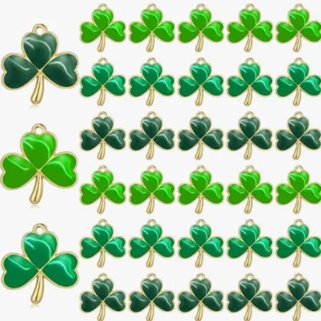 30pcs Alloy Shamrock Charm Pendants  for DIY Craft Accessories