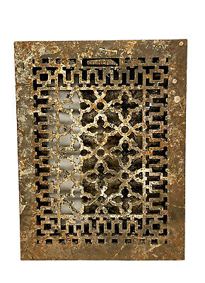 Antique Cast Iron Heating Grate Cover Vent Register Ornate Victorian 16 X 12” c