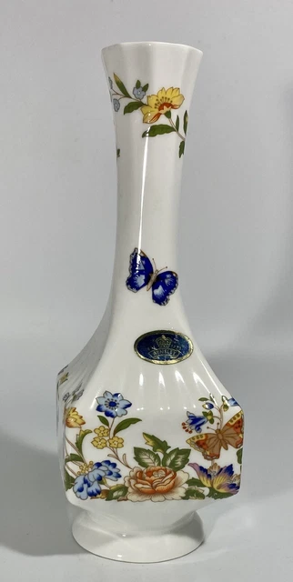 Aynsley Cottage Garden Butterfly Bone China Bud Vase Made in England