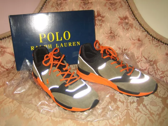 Men's shoes POLO RALPH LAUREN UK 10 (EU 44) Sneakers - Olive / Orange - NEW