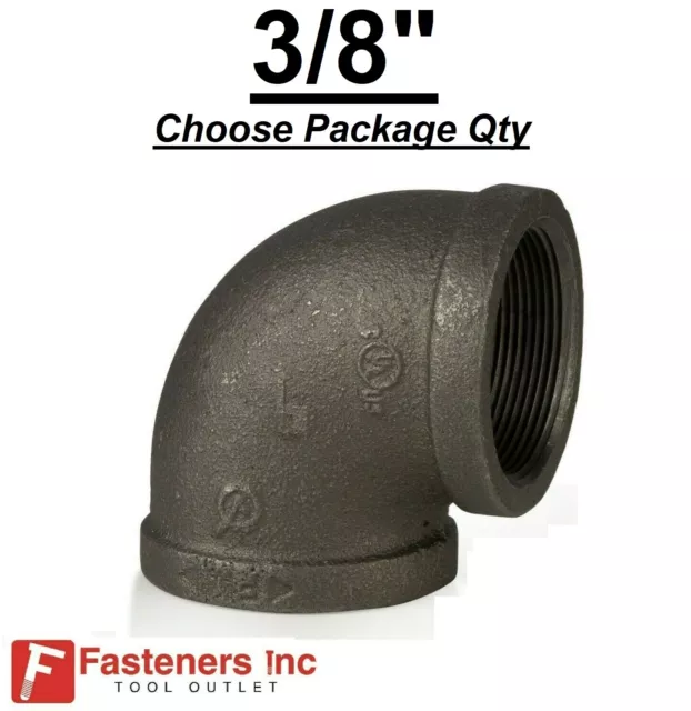 3/8" BLACK IRON PIPE THREADED 90° Degree Elbow Fittings Plumbing / Gas