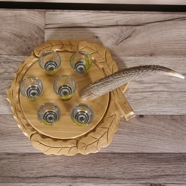 Aguardiente Proveedor Schnapsbrett H13cm Ciervo Asa Con 6 Pieza " Corto " Gafas 3