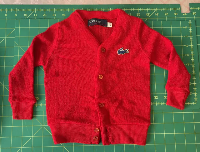 vintage Lacoste izod Chemise acrylic Cardigan Sweater top size 2T Red toddler