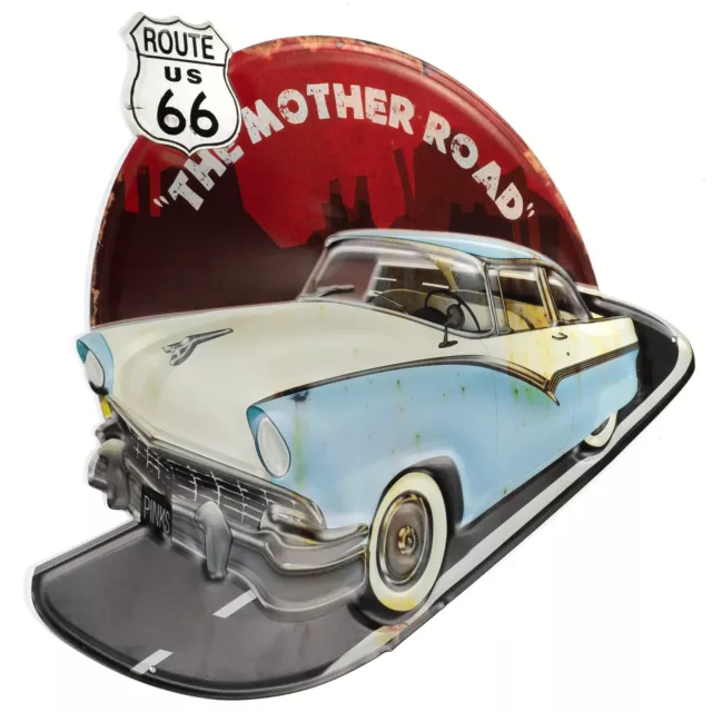Moritz Blechschild US Route 66  Cadillac 52 x 39 Vintage Retro Nostalgie Metall