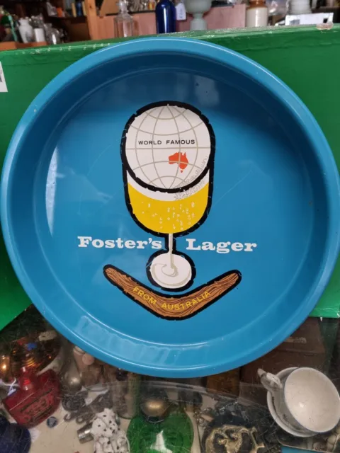 Circa 1970s Blue Tin World Famous FOSTER'S LAGER Drinks tray.