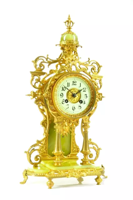 Amazing Antique Lenzkirch Spring Driven Table Clock, Black Forest 1900