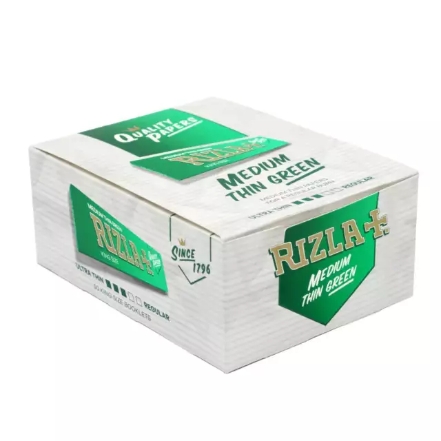 14x RIZLA GREEN KING SIZE Slim Genuine Cigarette Smoking Rolling Papers