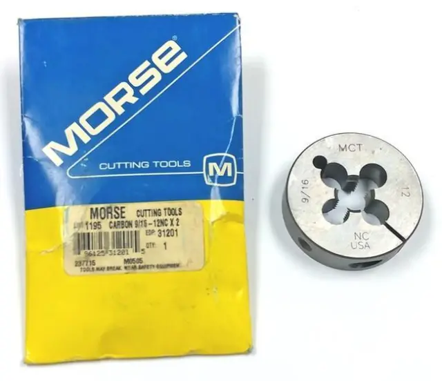 9/16-12 UNC 2" OD Round Adjustable Die Morse 31201