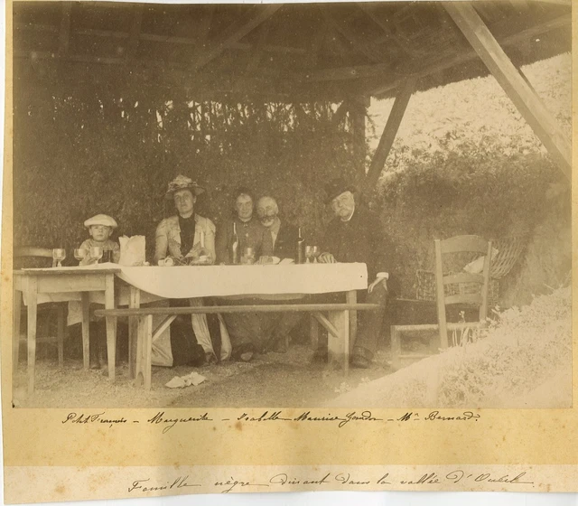 France, family dining in the Valley of Ouil Photo Vintage Print, the