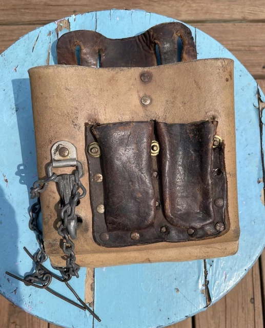 Vintage KLEIN 5164 heavy duty LEATHER TOOL CARRIER belt pouch bag Needs sum Love