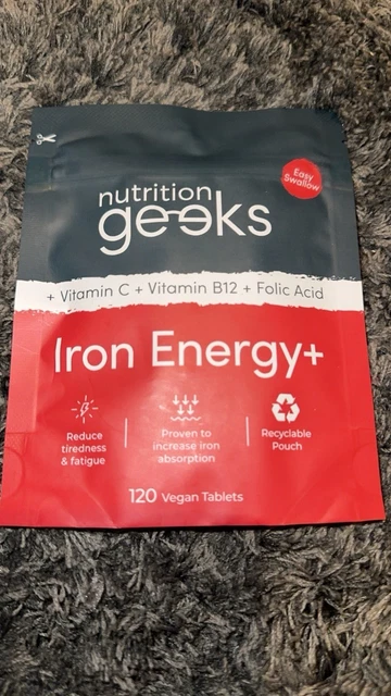 NUTRITION GEEKS IRON Energy 120 Vegan Tablets £6.50 - PicClick UK