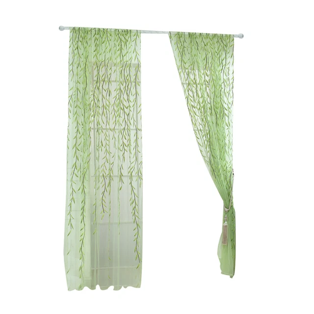 Transparent Tulle Window Sheer Window Screen Rod Pocket Voile Curtains with Wick