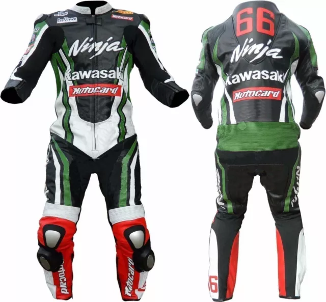 Kawasaki Motorbike Racing Suit Motorcycle Customized Cowhide Leather Suit Motogp
