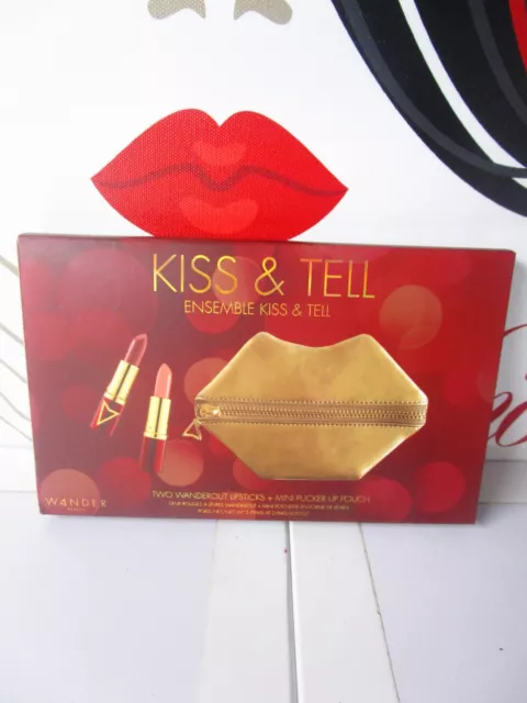 Wander Kiss & Tell Two Wanderout Lipsticks + Mini Pucker Up Pouch Boxed