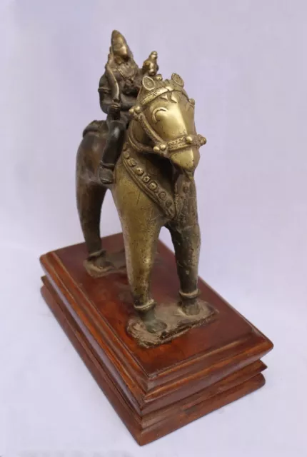 Indian Trible Bronze God Shiva And Parvati Umamaheshwara On Horse Fix Rider Old 3