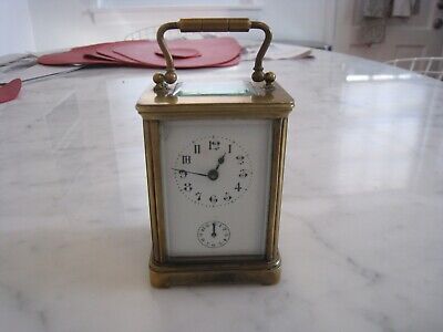 Antique French Brass Cased Mechanical Carriage Clock - Works Great!  W. Alarm