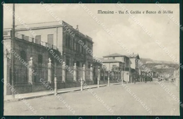 Messina Città Via Santa Cecilia Banco di Sicilia cartolina MX0694