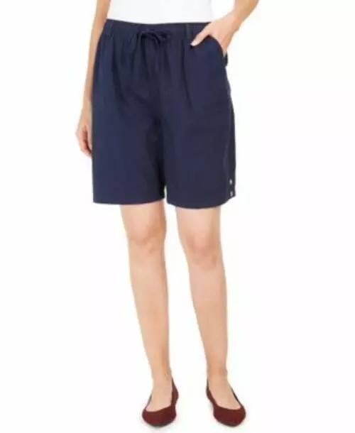 MSRP $17 Karen Scott Cotton Drawstring Shorts Intrepid Navy Size XS