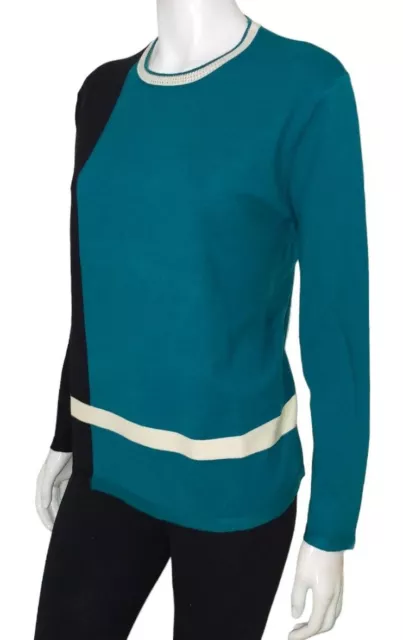 Maglione donna fantasia Classico elegante Pullover maniche lunghe verde ottanio