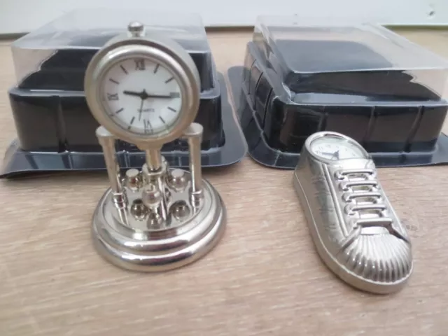 Pair of Hachette Unused Miniature Clocks Trainer Clock & Anniversary Clock