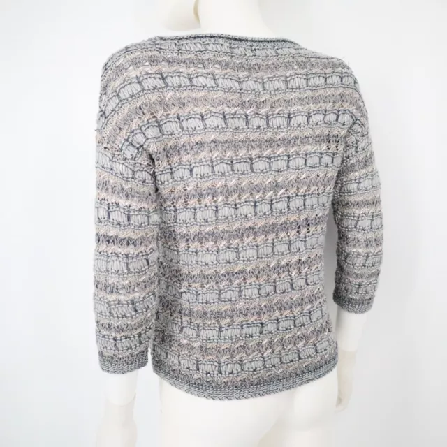 Lucky Brand Women’s Metallic 3/4 Sleeve Knit  Sweater XSmall  Grey 3