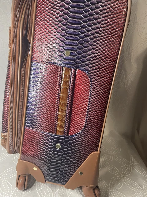 SAMANTHA BROWN CROCO ROLLER RED/ BLUE LUGGAGE 20Hx14Lx10D HARD TO FIND PATTERN! 3