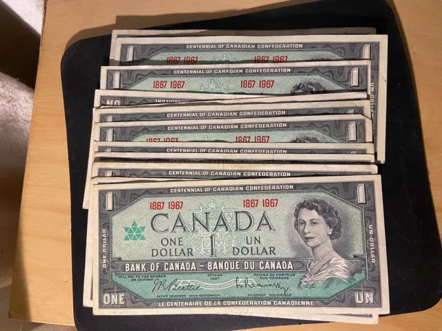 1867-1967 Lot Of 16 Canada 1$ Bank Notes Beattie Rasminsky