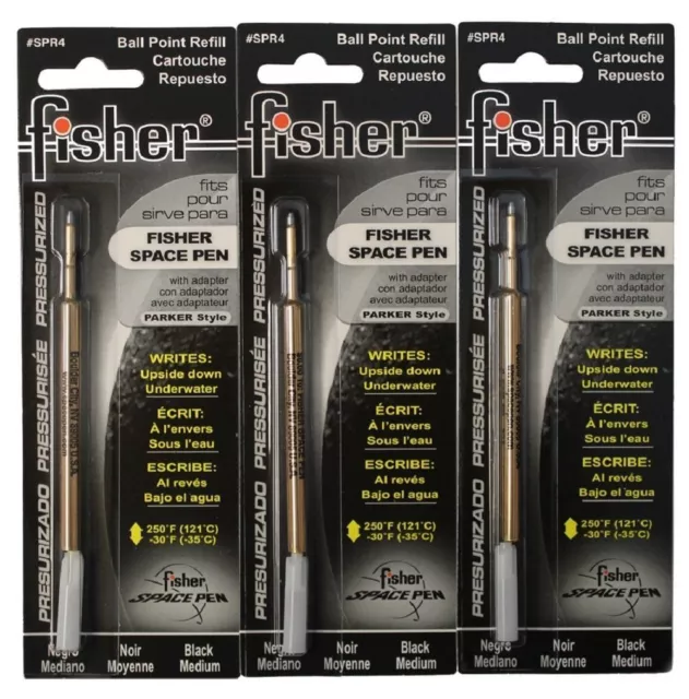 New Fisher Space Pen Refills - Black Medium Point Refill Pack of 6, SPR4-6Pack