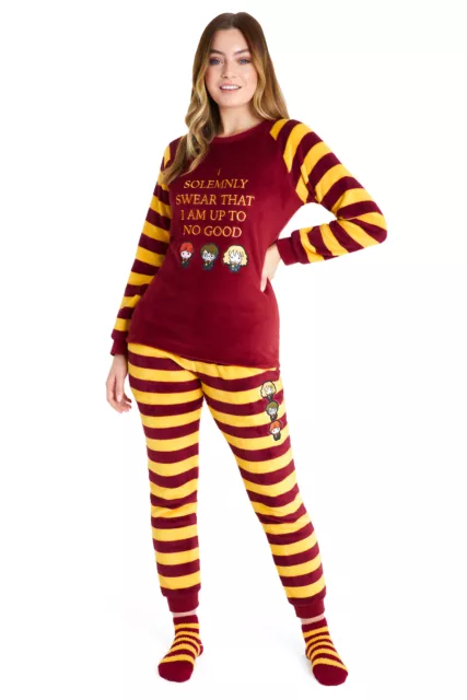 Harry Potter Damen Schlafanzug Fleece Loungewear Flauschige Socken Set