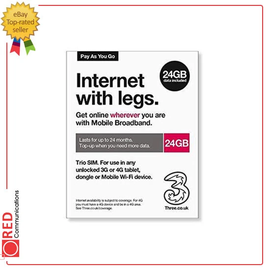 Three PreLoaded with 24GB Internet With Legs Trio Sim/ Lasts For Up To 24 Months