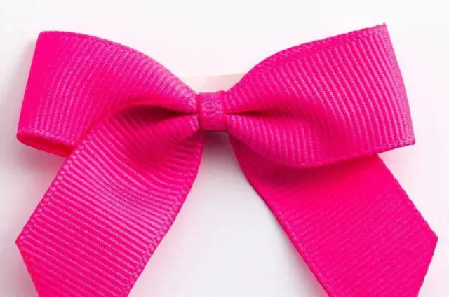 Large 5cm Shocking Pink Grosgrain Bows Self Adhesive Pre-Tied 16mm Ribbon Craft