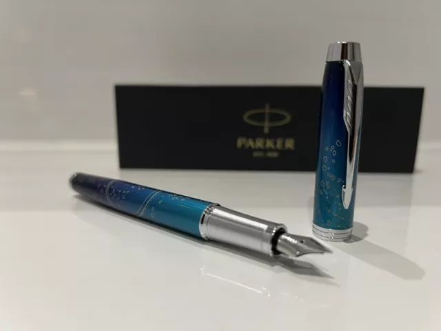Parker Im Special Edition Submerge Fountain Pen New In Gift Box Blue Chrome