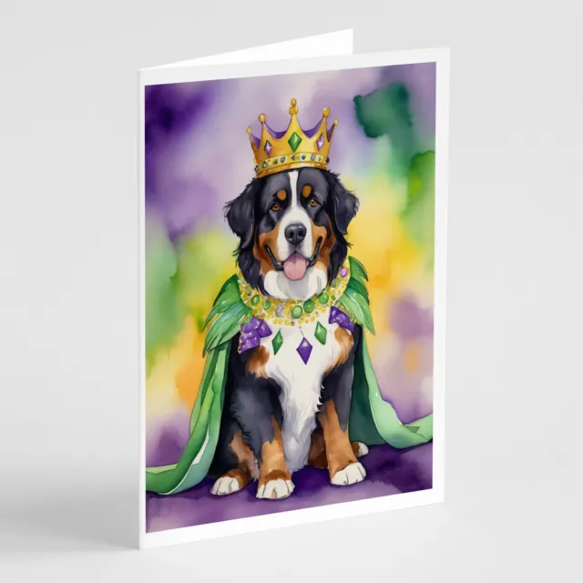 Bernese Mountain Dog King of Mardi Gras Cards Env Pack of 8 DAC4740GCA7P