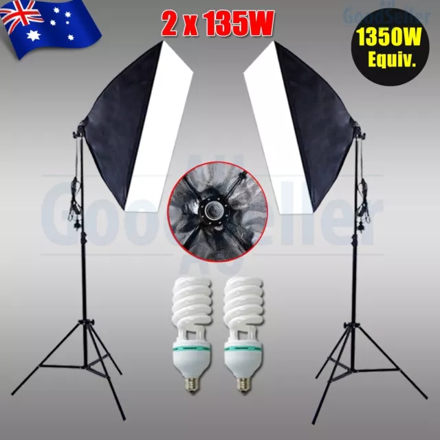 Photo Studio Softbox Lighting Soft Box Boom Arm Flash Umbrella Light Stand Kit 2