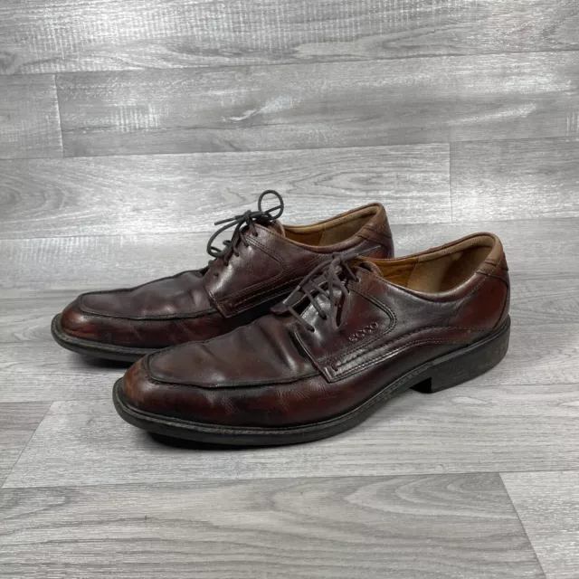 ECCO SHOES MEN S Size 14 EUR 48 EW Brown Leather Extra Wide 35.99