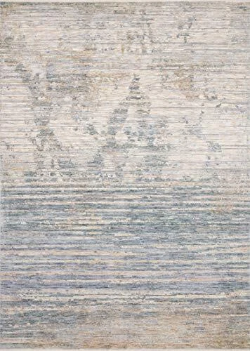 Loloi Pandora Collection Distressed Abstract Area Rug 2'6" x 8'0" Ivory/Blue