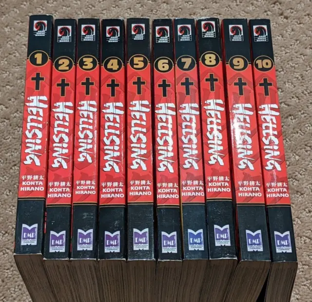Hellsing Volume 1-10 Complete Set English Manga OOP Dark Horse Kohta Hirano