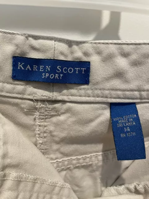 KAREN SCOTT SPORT Cotton Chino Women’s Shorts Size 14 Tan White $14.45 ...
