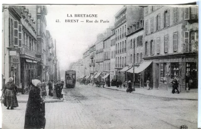 France Brest - Rue de Paris old E. Le Deley published postcard