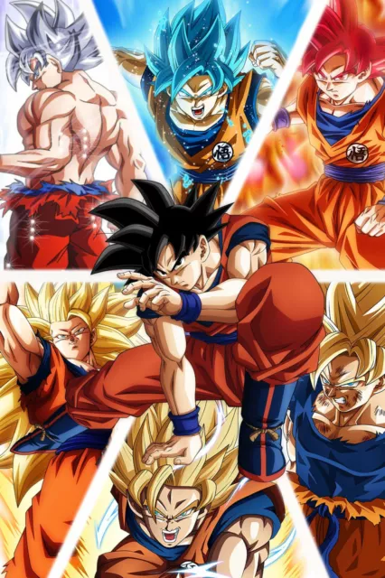 Dragon Ball Poster DBS Goku SSJ Blue Fight Pose 12inx18in Free Shipping